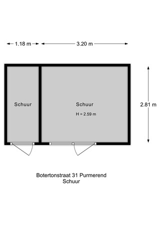 Plattegrond - Botertonstraat 31, 1445 LH Purmerend - Botertonstraat 31_Schuur.jpg